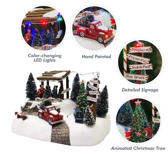 7" Tree Lot with LED Lights & Music